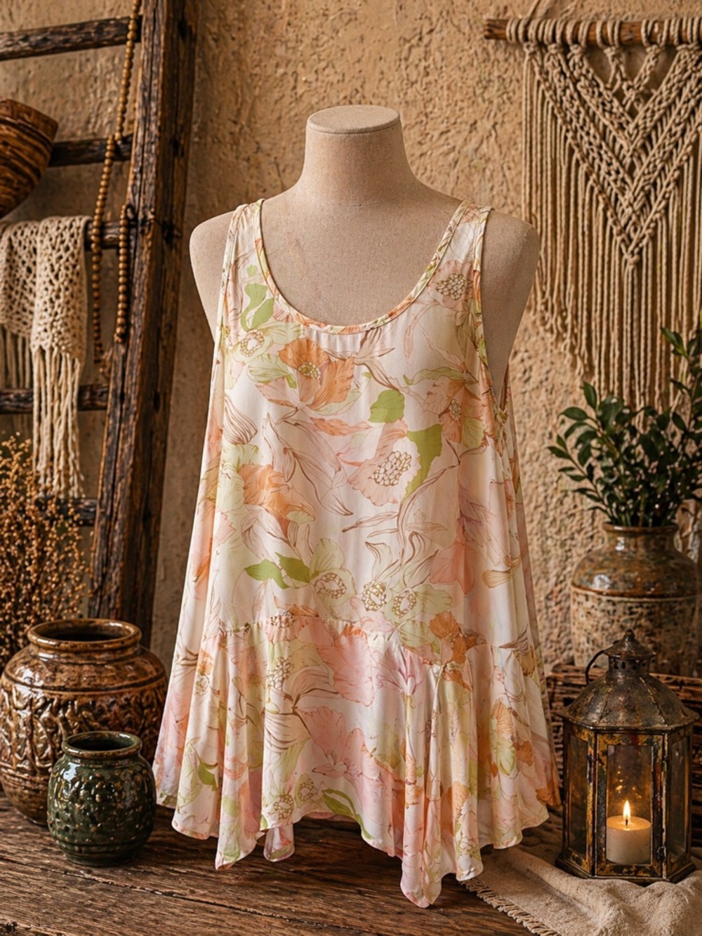 Umgee Floral Print Multicolored Tank Size‎ Small Top